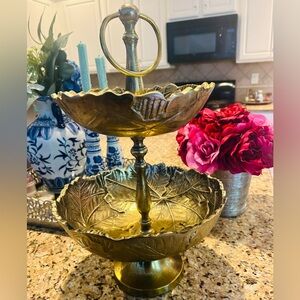 Antique chip and dip two tier stand